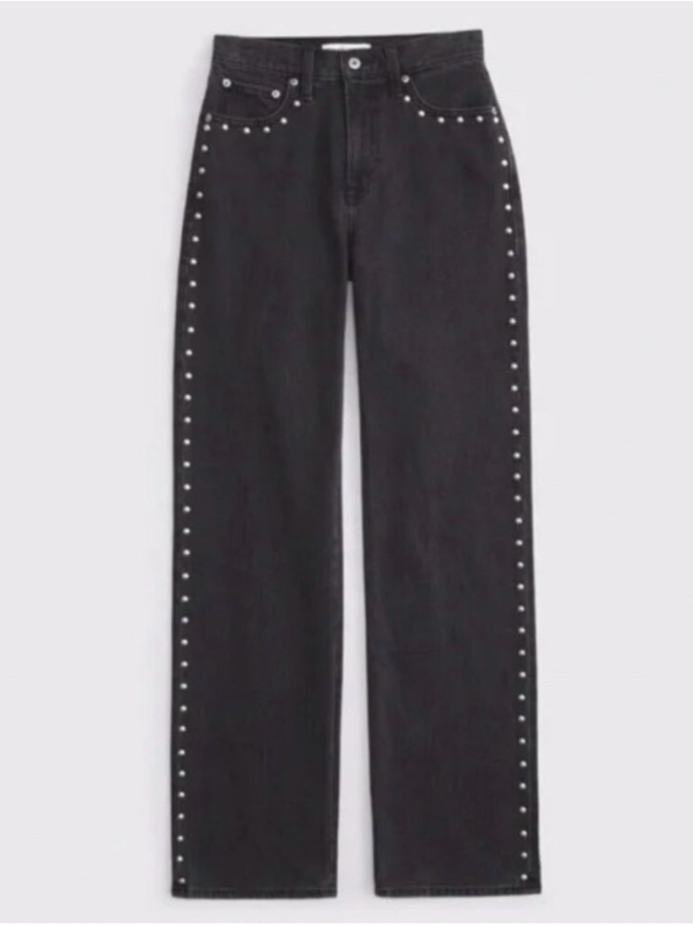 Abercrombie & Fitch High Rise 90s Relaxed Studded Jean in Black Sz 34S